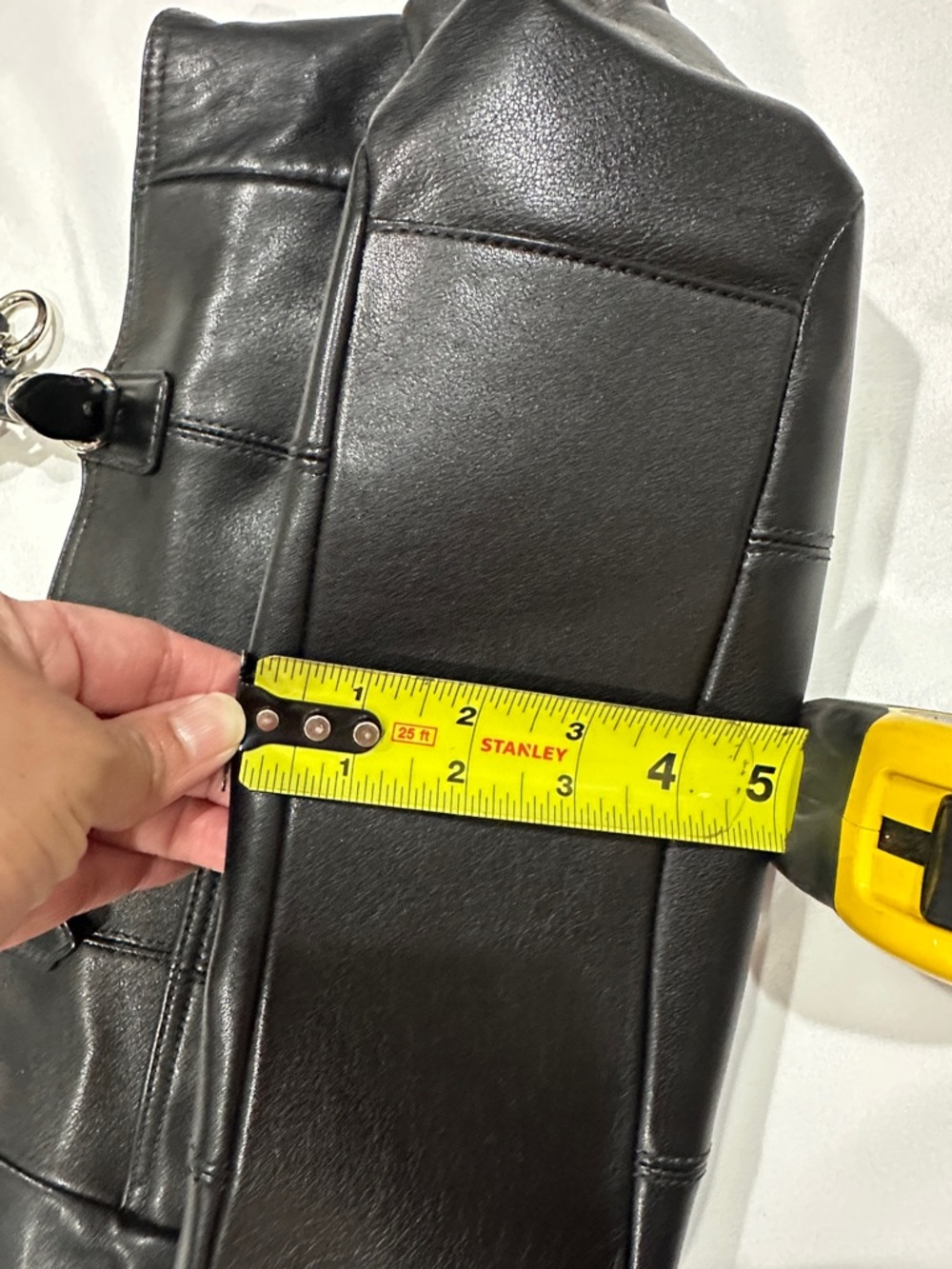 Coach Black Leather Double-Handle Tote with Silver Hardware - Picture 4 of 11